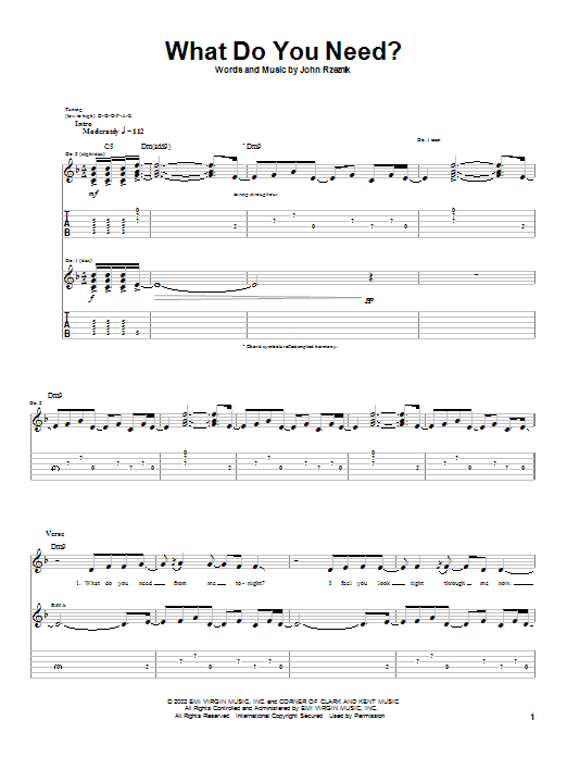 Goo Goo Dolls What Do You Need? Sheet Music Notes & Chords for Guitar Tab - Download or Print PDF Goo Goo Dolls What Do You Need? Sheet Music Notes & Chords for Guitar Tab - Download or Print PDF