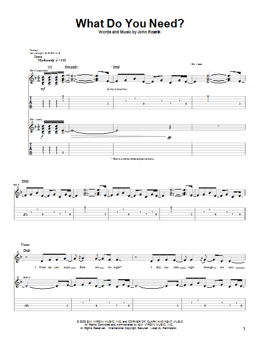 Goo Goo Dolls What Do You Need? Sheet Music Notes & Chords for Guitar Tab - Download or Print PDF