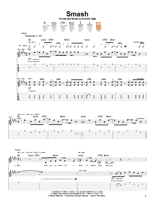 Preview Goo Goo Dolls Smash Rock sheet music, notes and chords for Guitar Tab, SKU: 21249 Smash sheet music