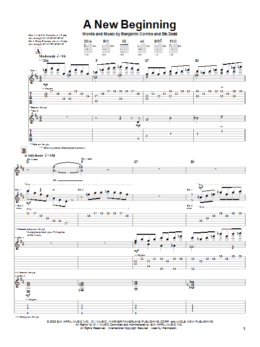Good Charlotte A New Beginning Sheet Music Notes & Chords for Guitar Tab - Download or Print PDF Good Charlotte A New Beginning Sheet Music Notes & Chords for Guitar Tab - Download or Print PDF