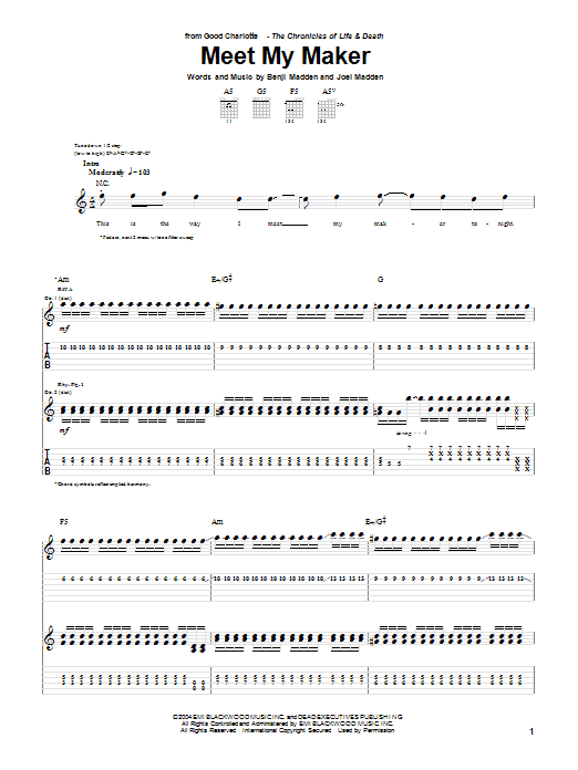 Good Charlotte Meet My Maker Sheet Music Notes & Chords for Guitar Tab - Download or Print PDF