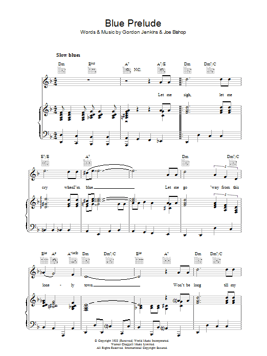 Gordon Jenkins Blue Prelude Sheet Music Notes & Chords for Piano, Vocal & Guitar (Right-Hand Melody) - Download or Print PDF Gordon Jenkins Blue Prelude Sheet Music Notes & Chords for Piano, Vocal & Guitar (Right-Hand Melody) - Download or Print PDF