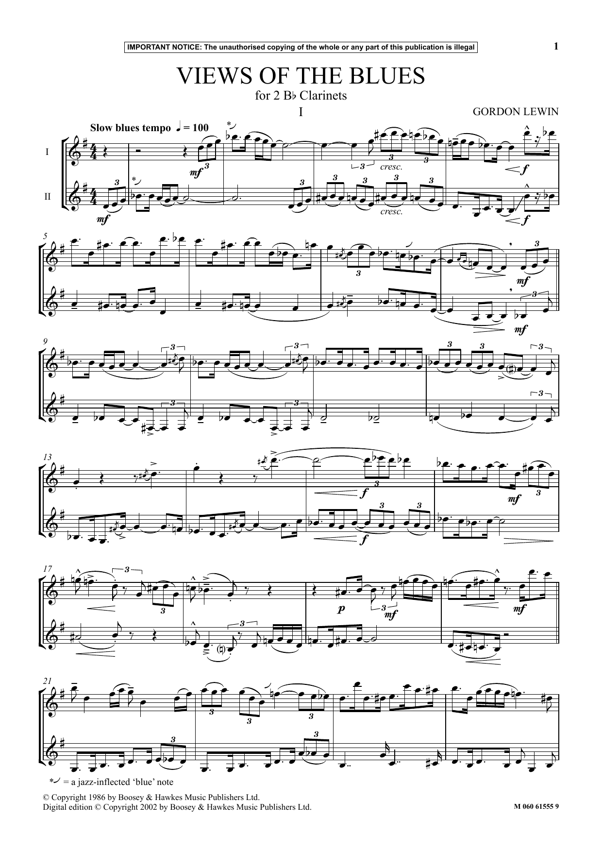 Gordon Lewin Views Of The Blues Sheet Music Notes & Chords for Performance Ensemble - Download or Print PDF
