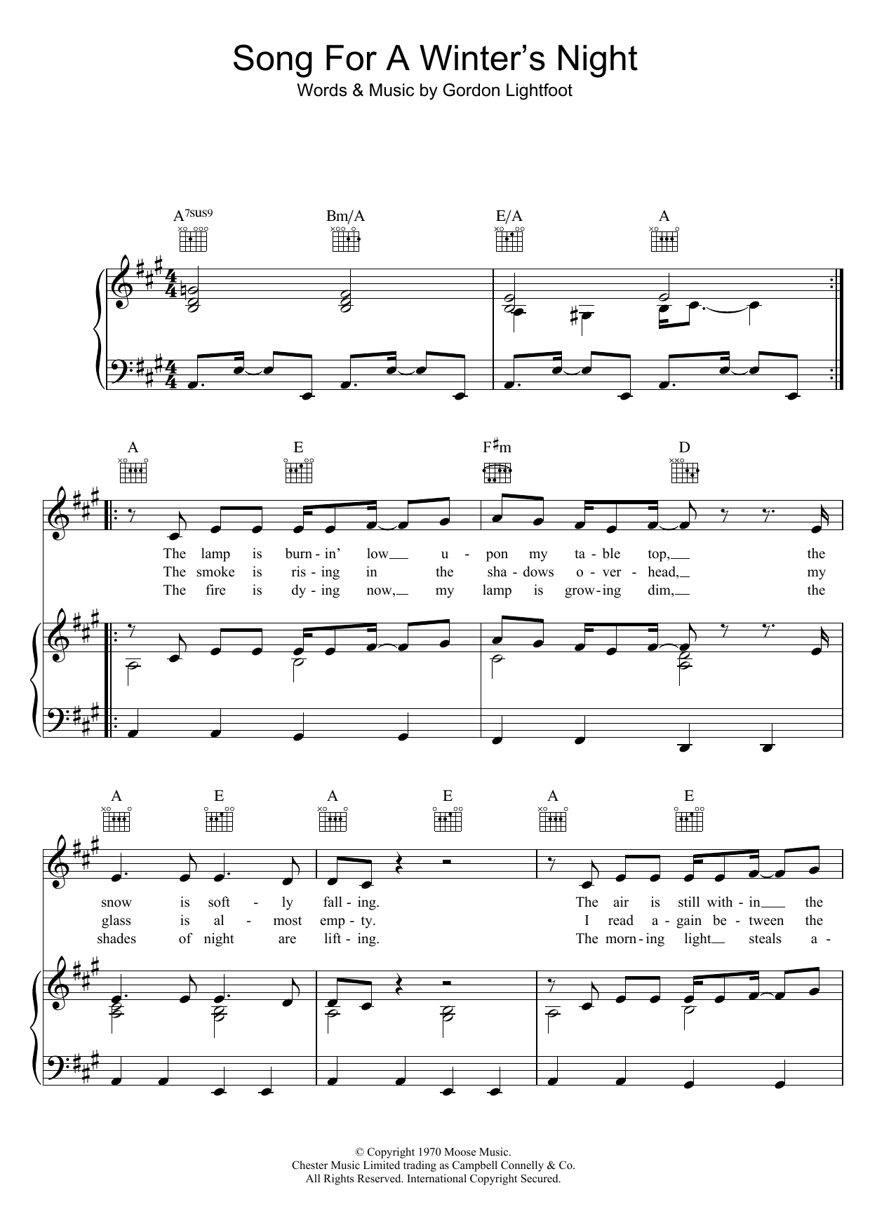 Gordon Lightfoot Song For A Winter's Night Sheet Music Notes & Chords for Lyrics & Chords - Download or Print PDF