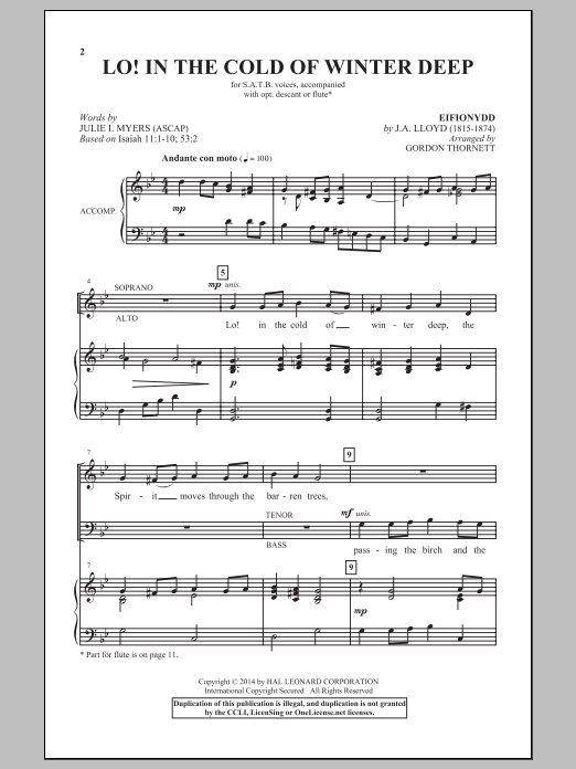 Gordon Thornett Lo! In The Cold Winter Deep Sheet Music Notes & Chords for SATB - Download or Print PDF