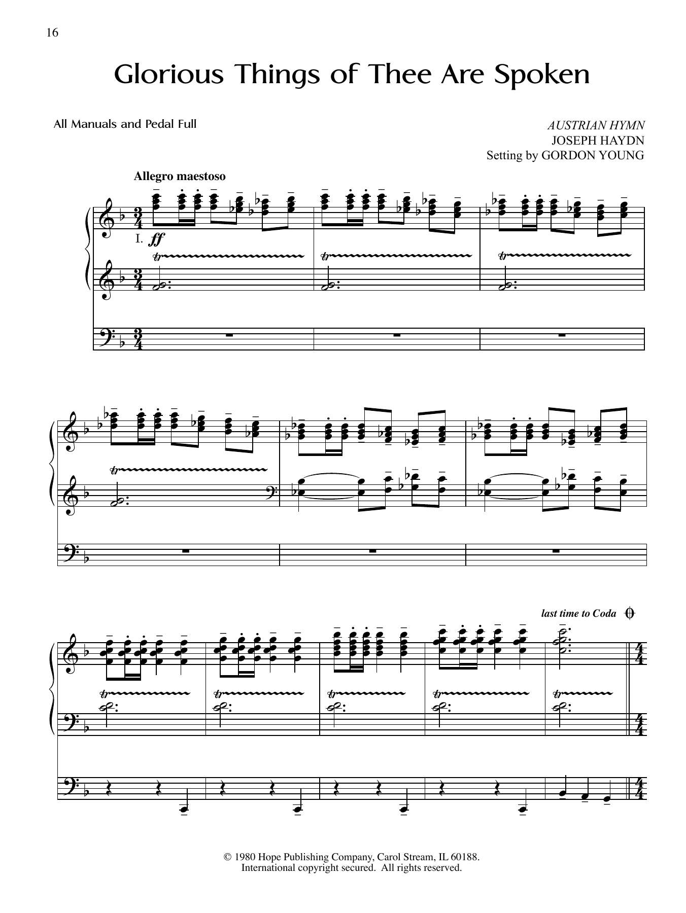 Gordon Young Glorious Things of Thee Are Spoken Sheet Music Notes & Chords for Organ - Download or Print PDF