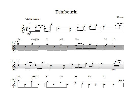 Francois Gossec Tambourin Sheet Music Notes & Chords for Melody Line & Chords - Download or Print PDF