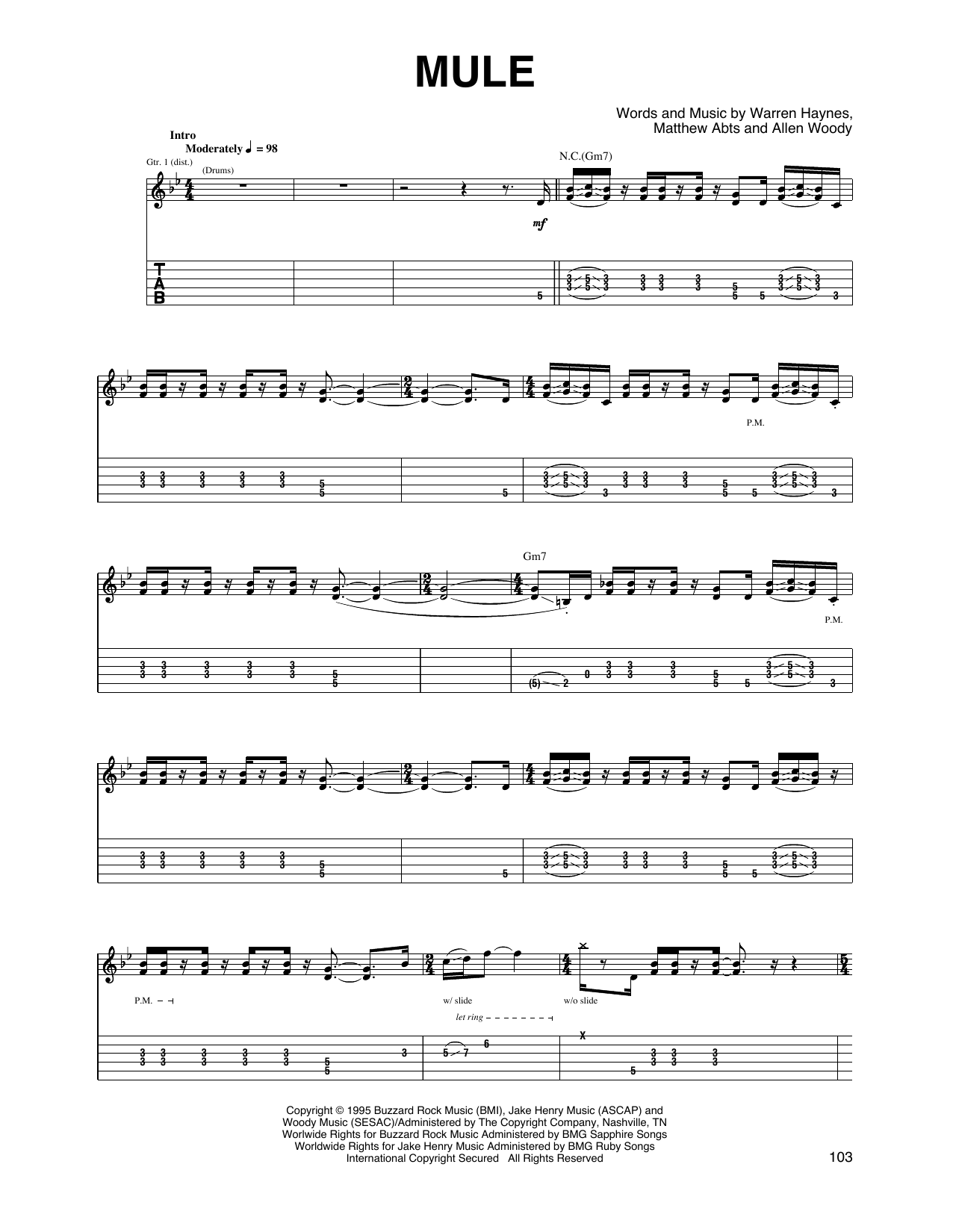 Gov't Mule Mule Sheet Music Notes & Chords for Guitar Tab - Download or Print PDF