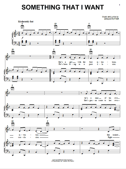 Grace Potter Something That I Want (from Disney's Tangled) Sheet Music Notes & Chords for Easy Piano - Download or Print PDF