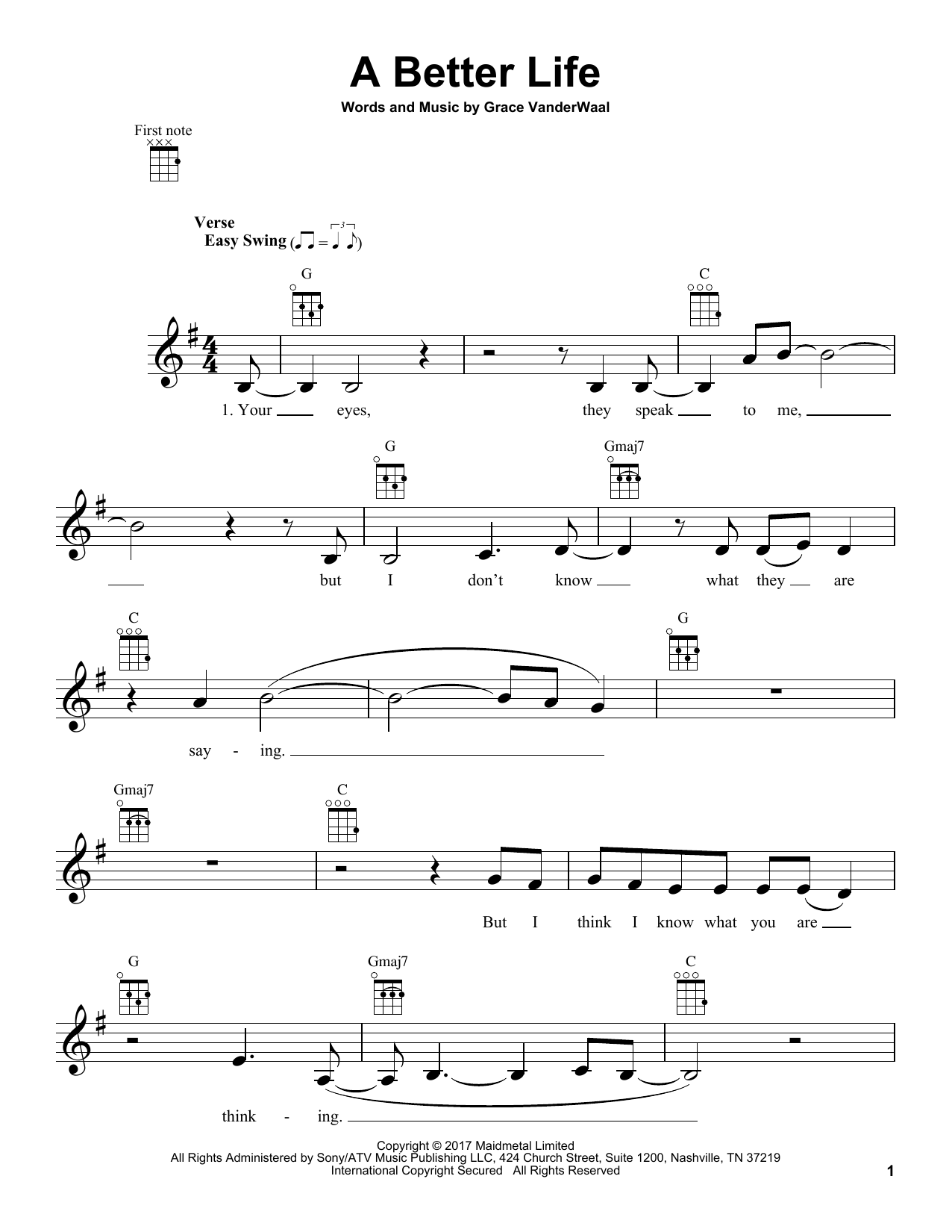 Grace VanderWaal A Better Life Sheet Music Notes & Chords for Easy Piano - Download or Print PDF