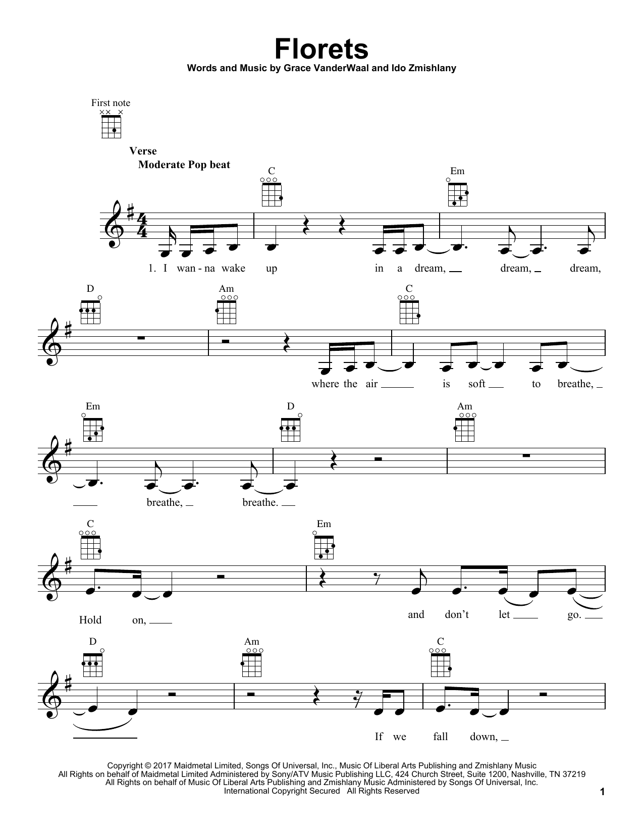 Grace VanderWaal Florets Sheet Music Notes & Chords for Ukulele - Download or Print PDF