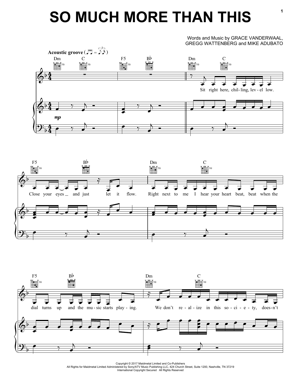 Grace VanderWaal So Much More Than This Sheet Music Notes & Chords for Piano, Vocal & Guitar (Right-Hand Melody) - Download or Print PDF