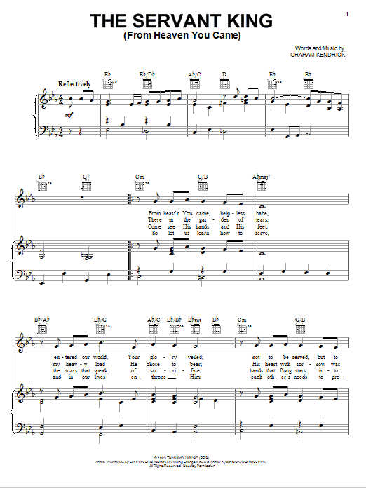 Graham Kendrick The Servant King From Heaven You Came Sheet Music Notes & Chords for Piano, Vocal & Guitar (Right-Hand Melody) - Download or Print PDF Graham Kendrick The Servant King From Heaven You Came Sheet Music Notes & Chords for Piano, Vocal & Guitar (Right-Hand Melody) - Download or Print PDF