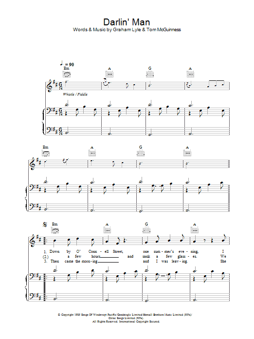 Graham Lyle Darlin' Man Sheet Music Notes & Chords for Piano, Vocal & Guitar - Download or Print PDF