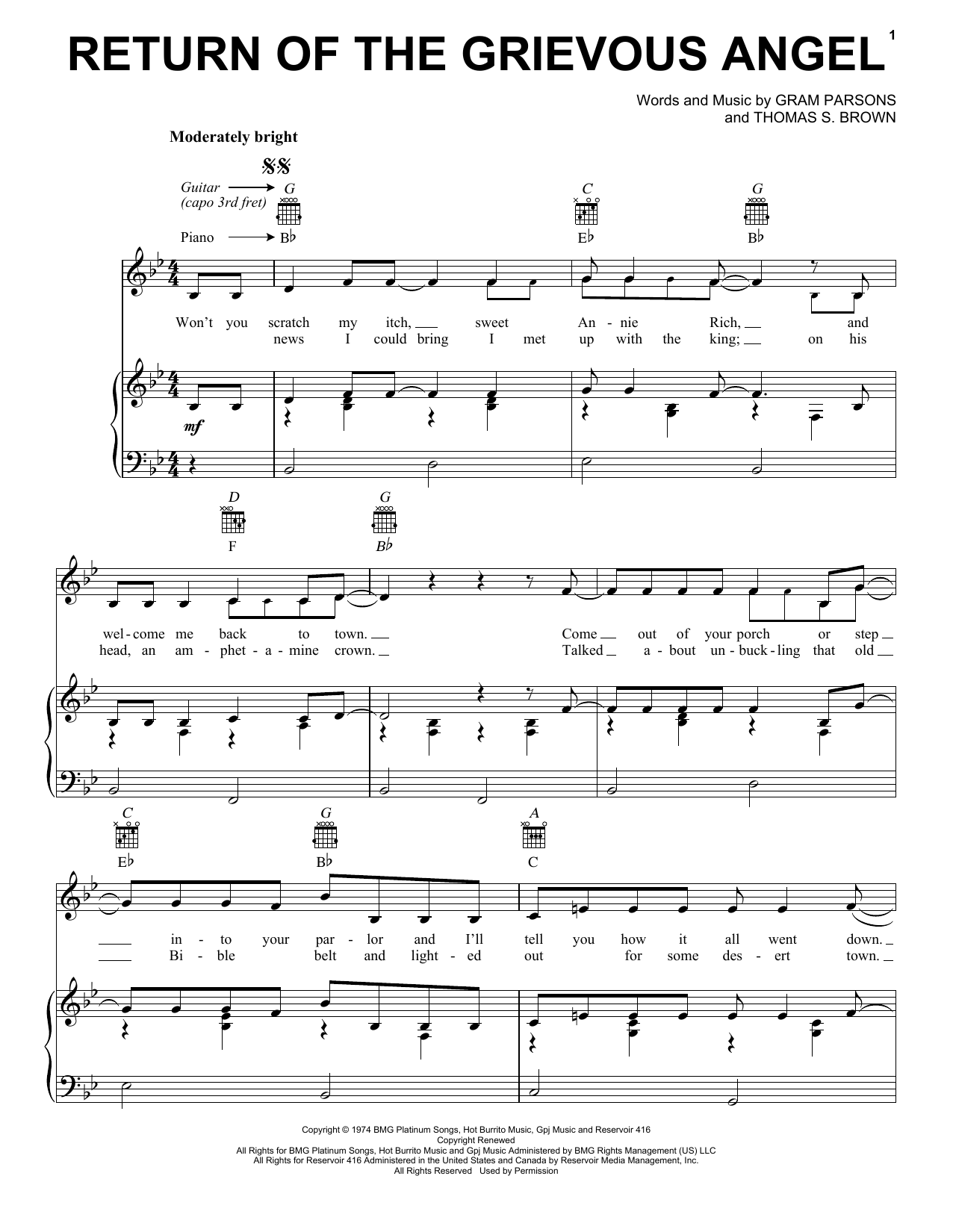 Gram Parsons Return Of The Grievous Angel Sheet Music Notes & Chords for Ukulele with strumming patterns - Download or Print PDF