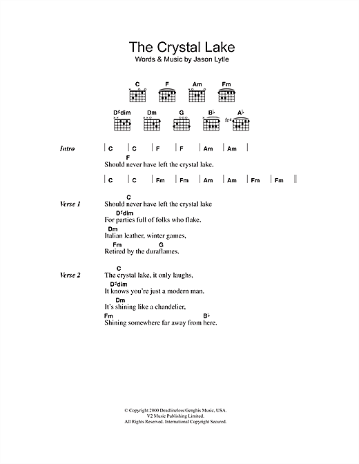 Grandaddy The Crystal Lake Sheet Music Notes & Chords for Lyrics & Chords - Download or Print PDF