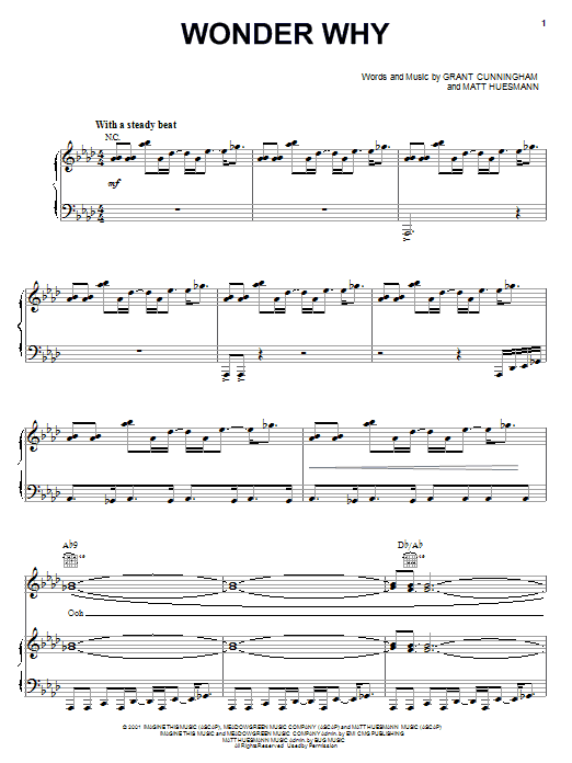 Grant Cunningham Wonder Why Sheet Music Notes & Chords for Piano, Vocal & Guitar (Right-Hand Melody) - Download or Print PDF