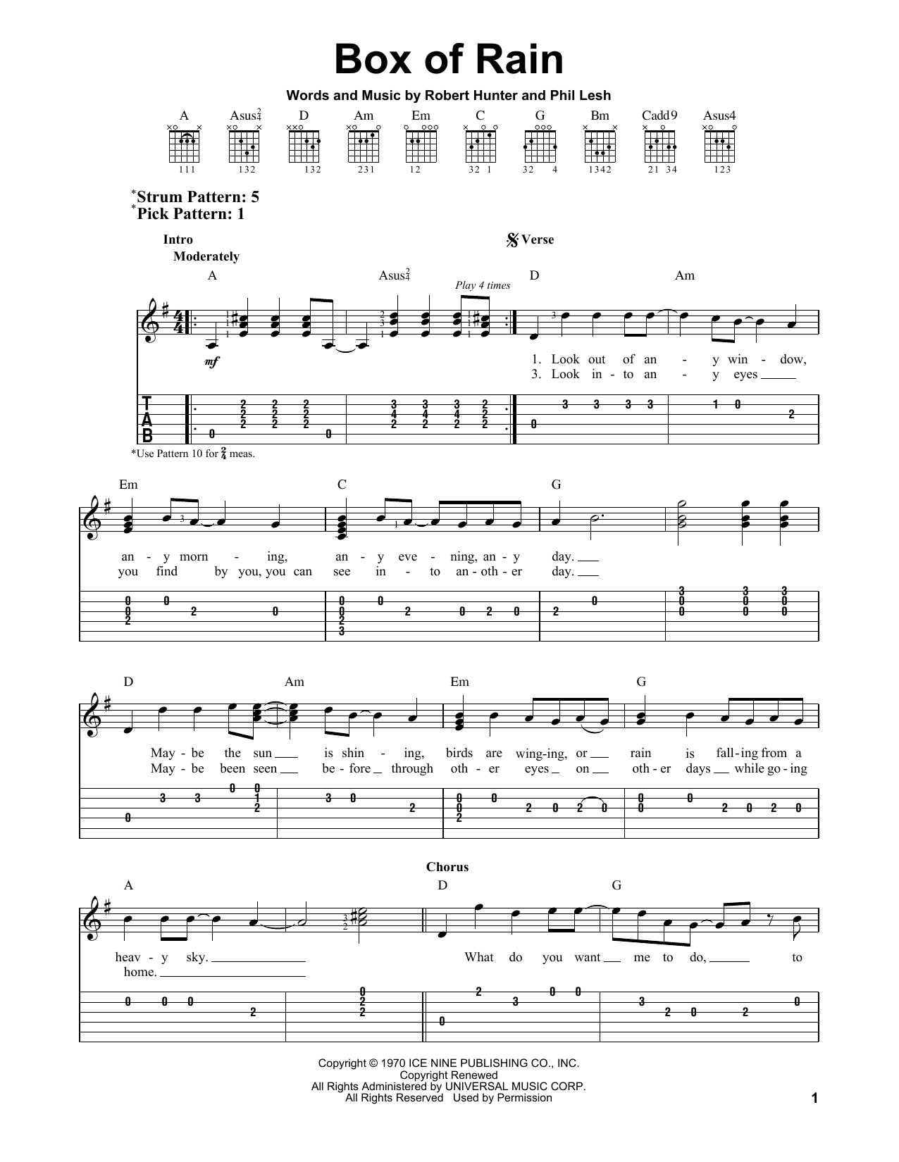 Grateful Dead Box Of Rain Sheet Music Notes & Chords for Guitar Tab - Download or Print PDF