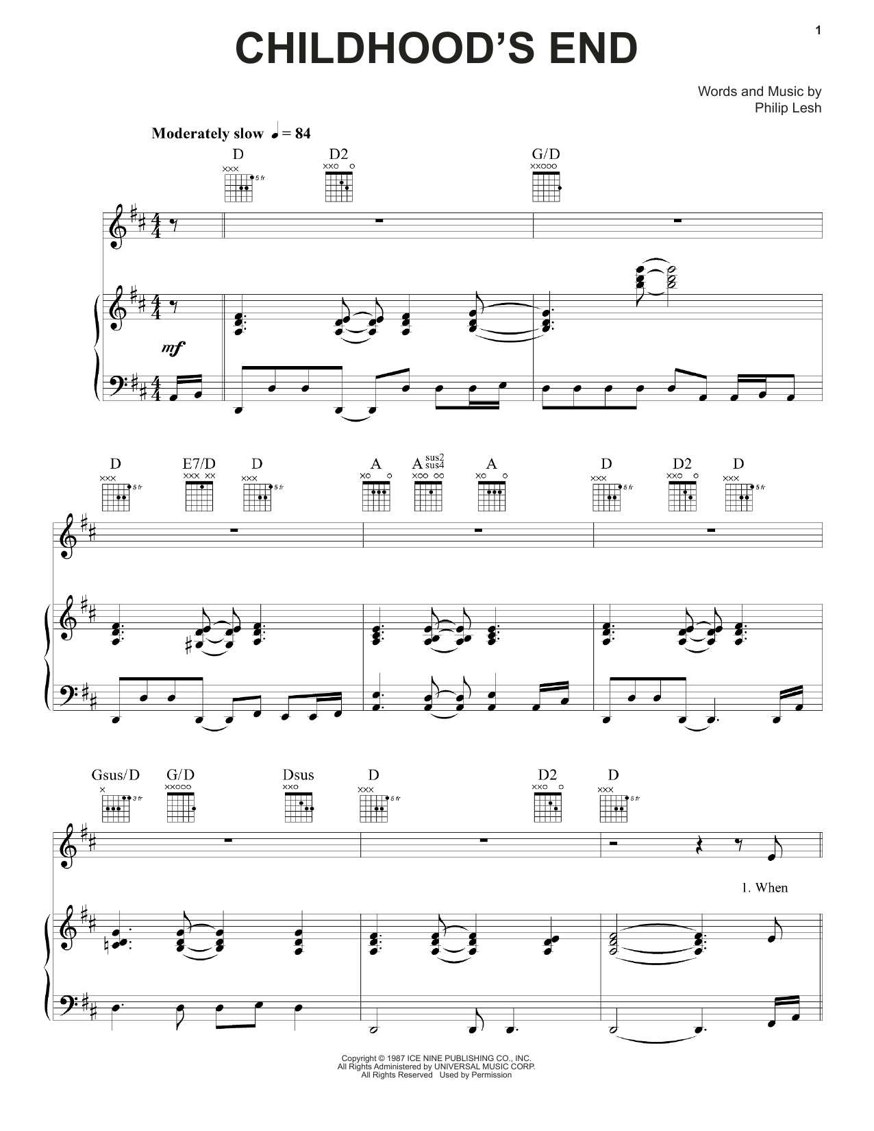 Grateful Dead Childhood's End Sheet Music Notes & Chords for Piano, Vocal & Guitar (Right-Hand Melody) - Download or Print PDF Grateful Dead Childhood's End Sheet Music Notes & Chords for Piano, Vocal & Guitar (Right-Hand Melody) - Download or Print PDF