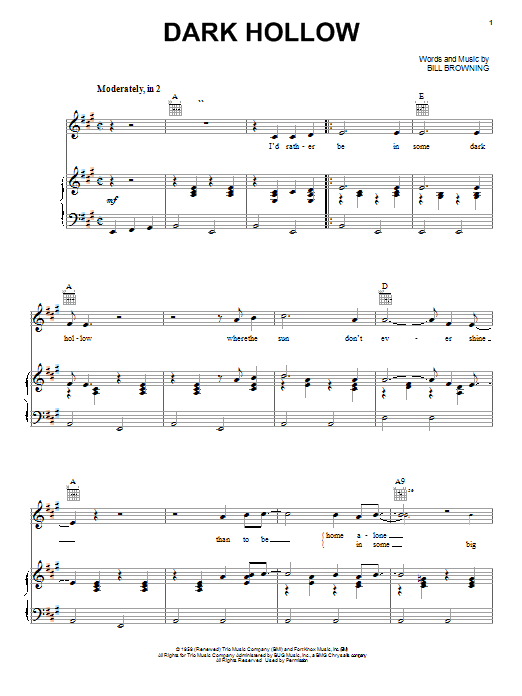Grateful Dead Dark Hollow Sheet Music Notes & Chords for Lyrics & Chords - Download or Print PDF