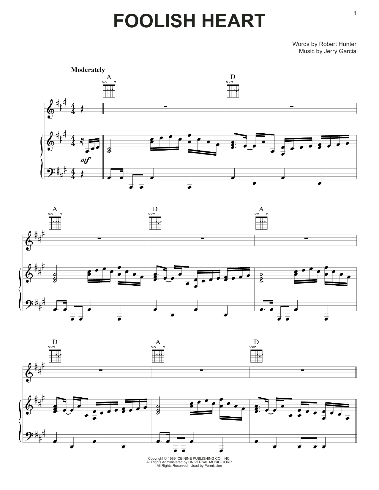 Grateful Dead Foolish Heart Sheet Music Notes & Chords for Piano, Vocal & Guitar (Right-Hand Melody) - Download or Print PDF Grateful Dead Foolish Heart Sheet Music Notes & Chords for Piano, Vocal & Guitar (Right-Hand Melody) - Download or Print PDF
