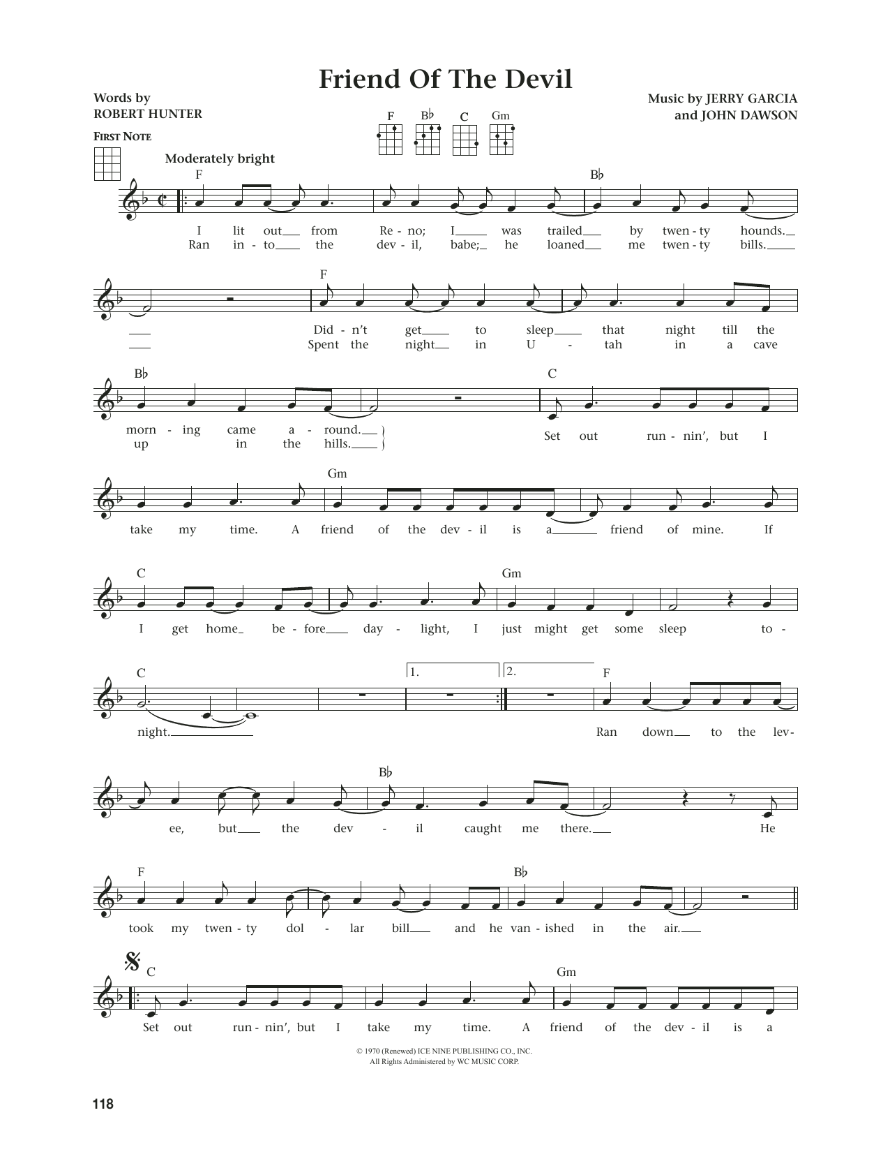 Grateful Dead Friend Of The Devil (from The Daily Ukulele) (arr. Jim Beloff) Sheet Music Notes & Chords for Ukulele - Download or Print PDF