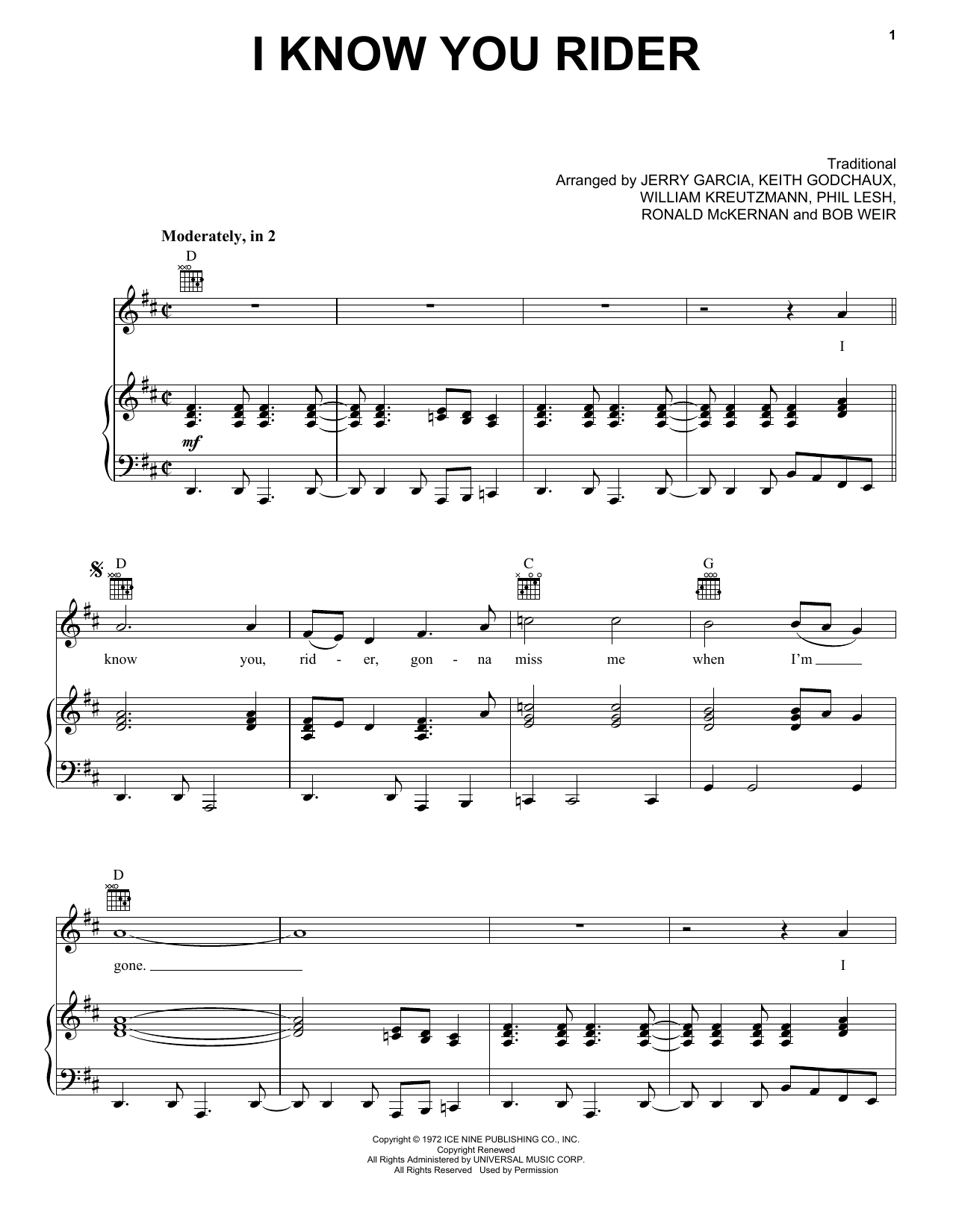 Grateful Dead I Know You Rider Sheet Music Notes & Chords for Banjo - Download or Print PDF