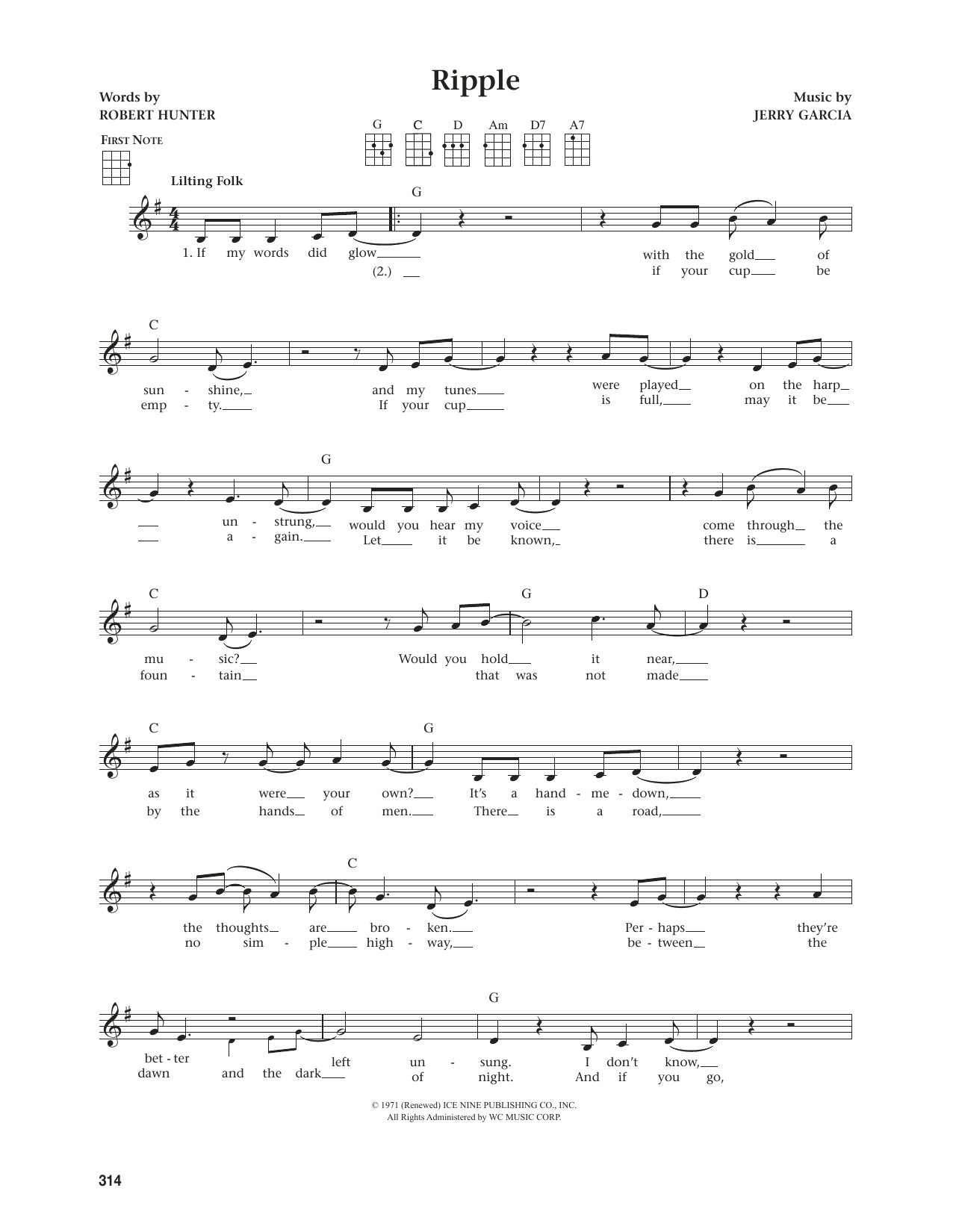 Grateful Dead Ripple (from The Daily Ukulele) (arr. Jim Beloff) Sheet Music Notes & Chords for Ukulele - Download or Print PDF