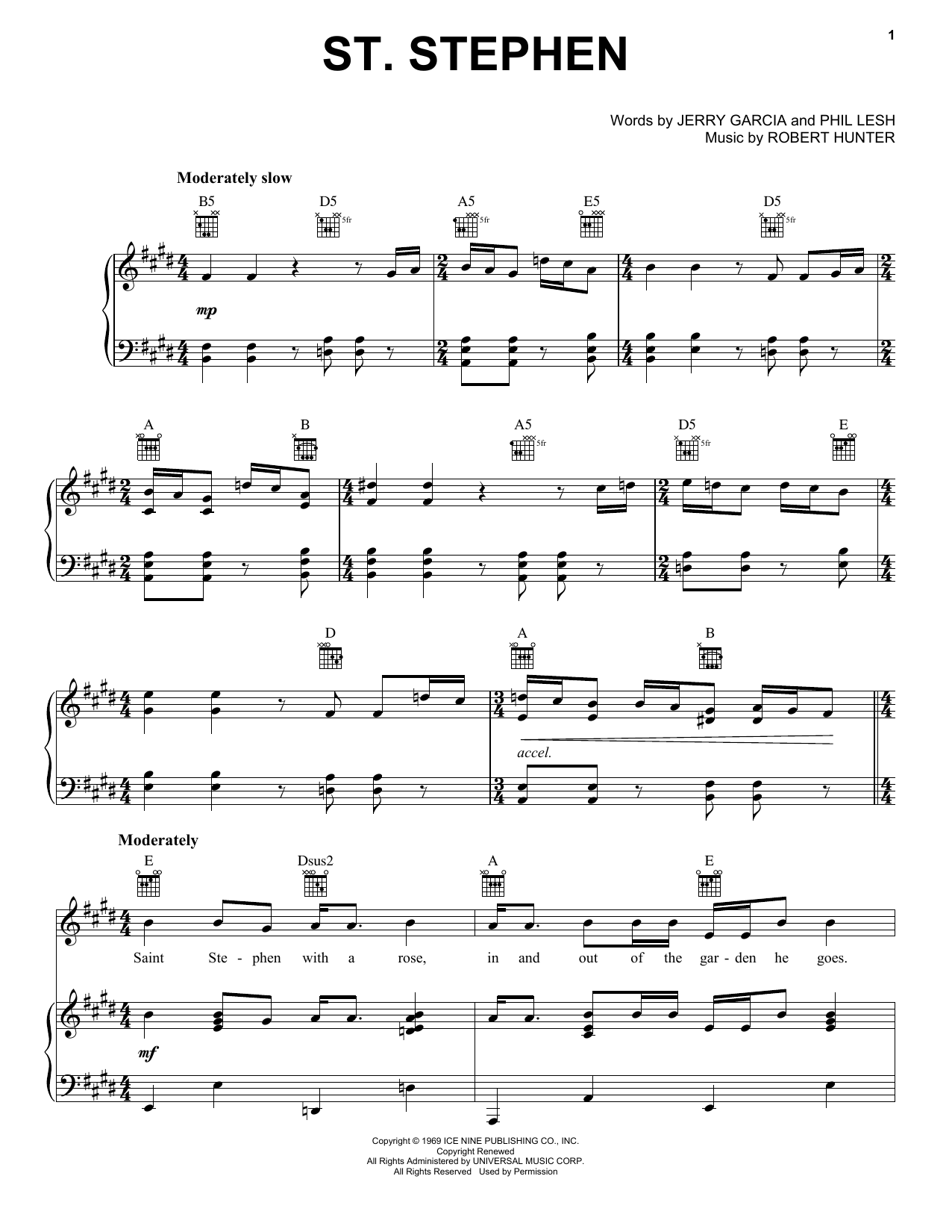 Grateful Dead St. Stephen Sheet Music Notes & Chords for Guitar Tab - Download or Print PDF
