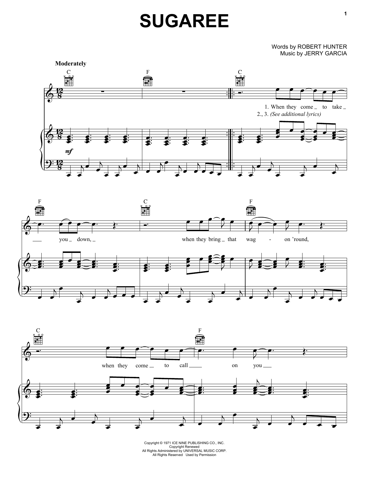 Grateful Dead Sugaree Sheet Music Notes & Chords for Piano, Vocal & Guitar (Right-Hand Melody) - Download or Print PDF