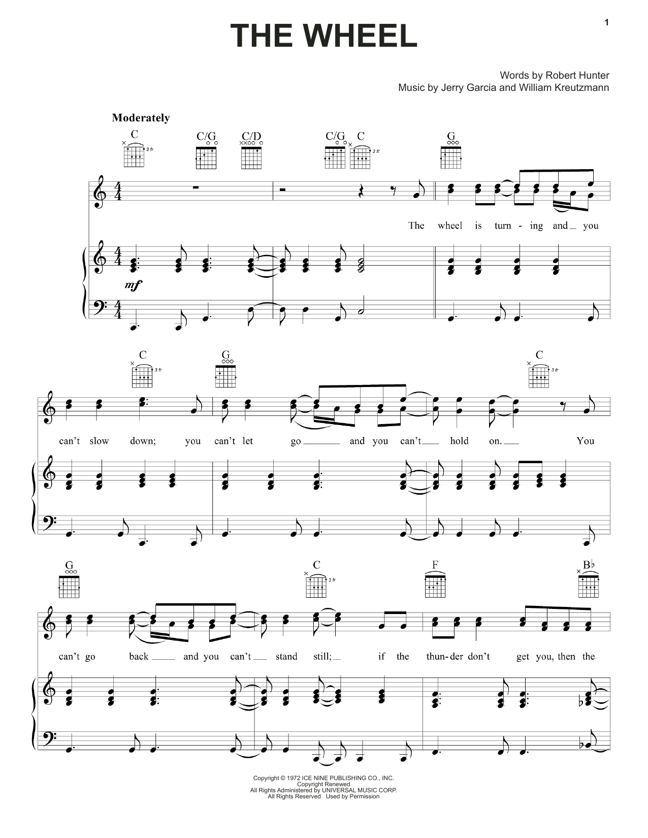 Grateful Dead The Wheel Sheet Music Notes & Chords for Piano, Vocal & Guitar (Right-Hand Melody) - Download or Print PDF Grateful Dead The Wheel Sheet Music Notes & Chords for Piano, Vocal & Guitar (Right-Hand Melody) - Download or Print PDF