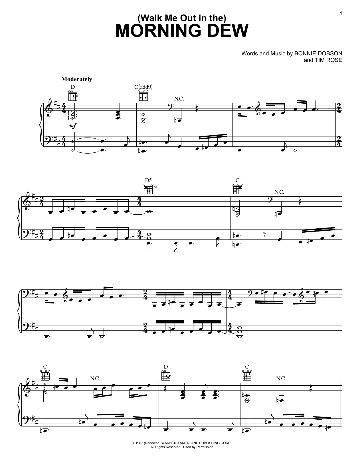 Grateful Dead (Walk Me Out In The) Morning Dew Sheet Music Notes & Chords for Piano, Vocal & Guitar (Right-Hand Melody) - Download or Print PDF