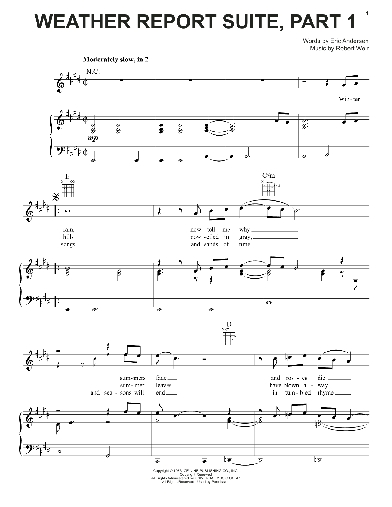 Grateful Dead Weather Report Suite Part 1 Sheet Music Notes & Chords for Piano, Vocal & Guitar (Right-Hand Melody) - Download or Print PDF Grateful Dead Weather Report Suite Part 1 Sheet Music Notes & Chords for Piano, Vocal & Guitar (Right-Hand Melody) - Download or Print PDF