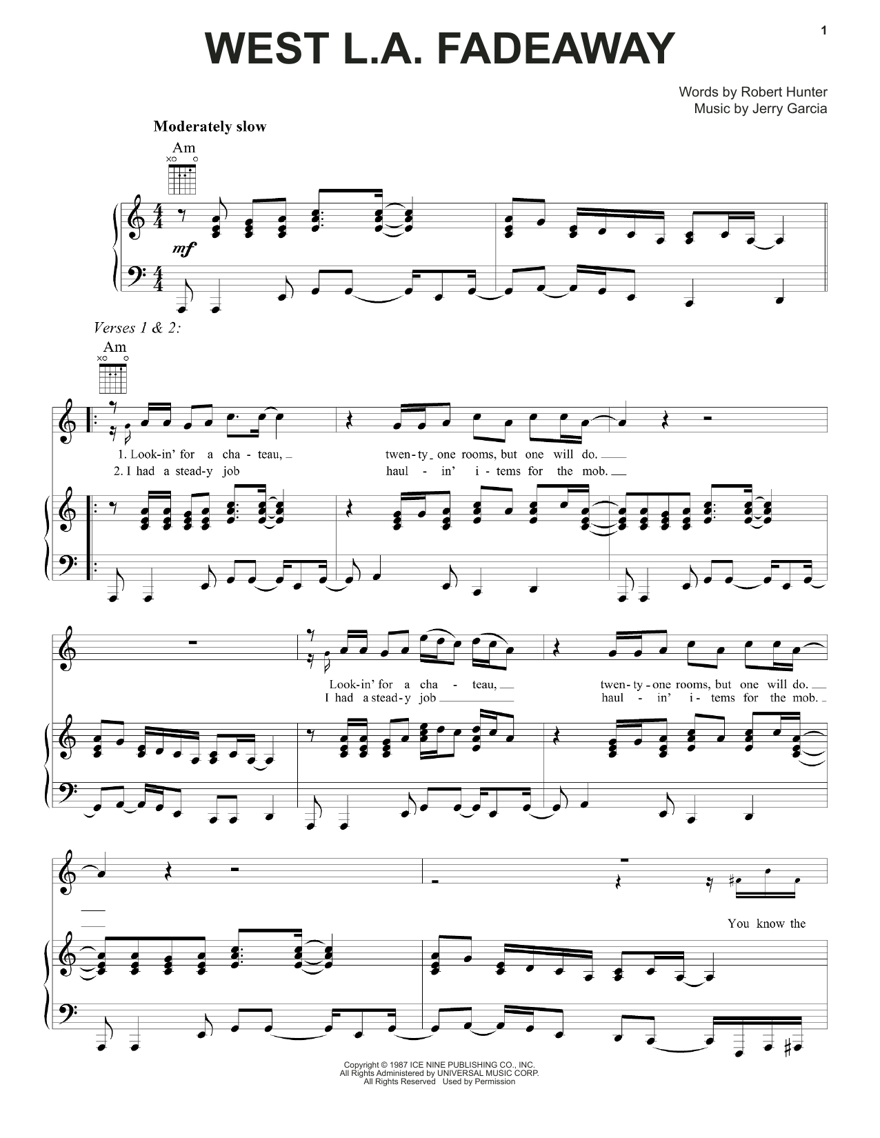Grateful Dead West L.A. Fadeaway Sheet Music Notes & Chords for Piano, Vocal & Guitar (Right-Hand Melody) - Download or Print PDF Grateful Dead West L.A. Fadeaway Sheet Music Notes & Chords for Piano, Vocal & Guitar (Right-Hand Melody) - Download or Print PDF