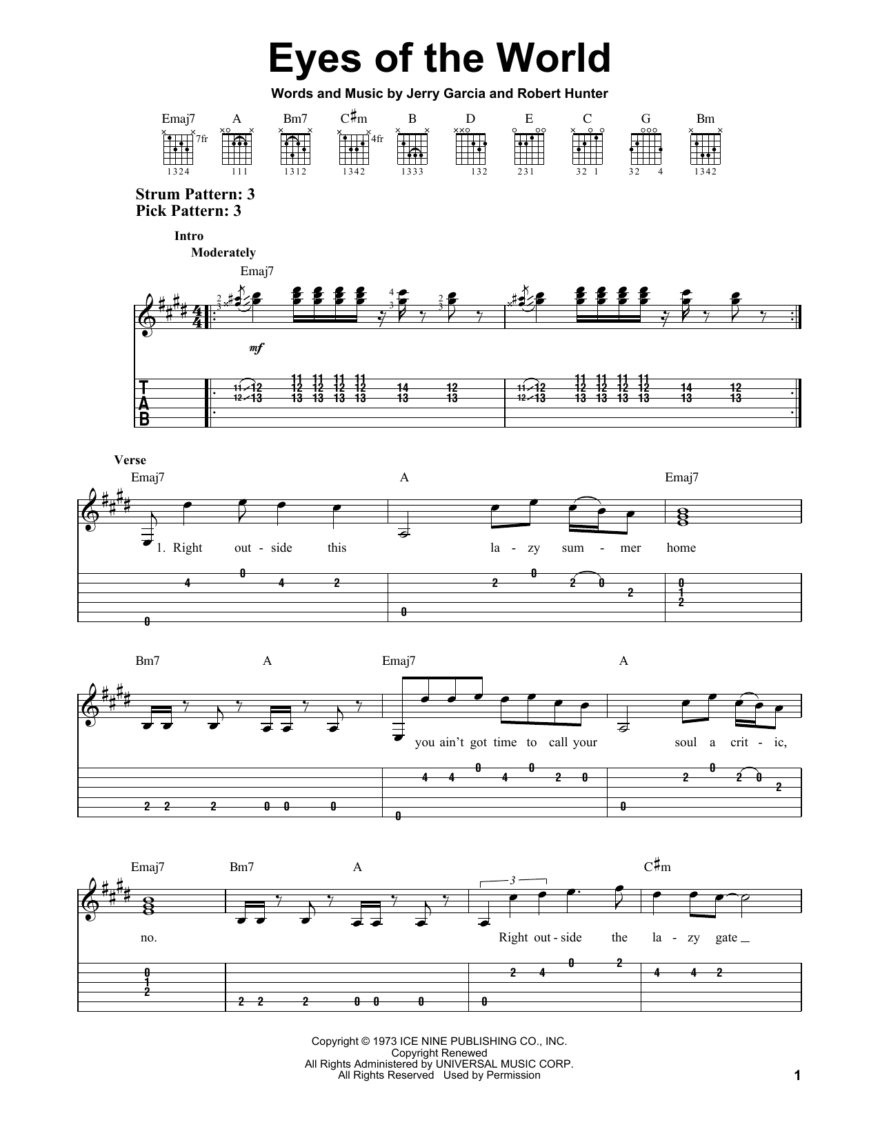 Preview Grateful Dead Eyes Of The World Rock sheet music, notes and chords for Lyrics & Chords, SKU: 163067 Eyes Of The World sheet music