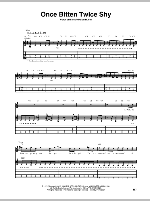 Great White Once Bitten Twice Shy Sheet Music Notes & Chords for Guitar Tab - Download or Print PDF
