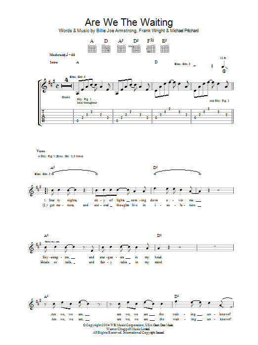 Green Day Are We The Waiting Sheet Music Notes & Chords for Guitar Tab - Download or Print PDF Green Day Are We The Waiting Sheet Music Notes & Chords for Guitar Tab - Download or Print PDF