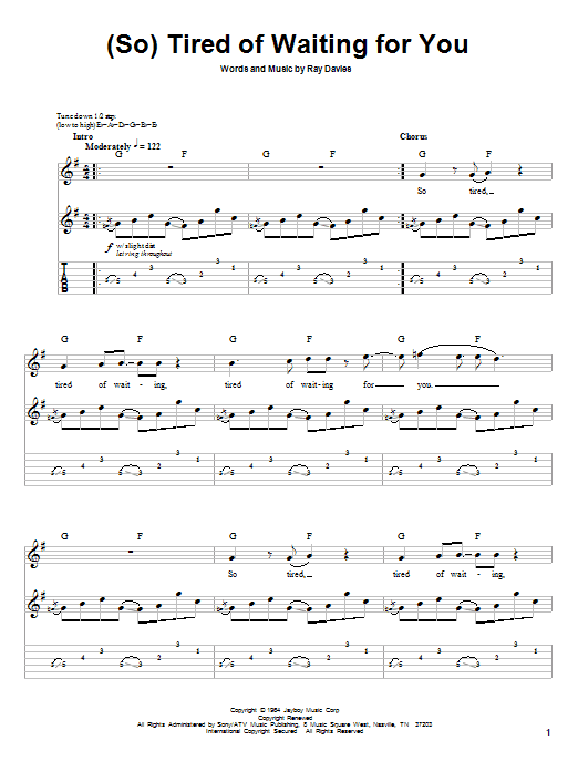 Green Day (So) Tired Of Waiting For You Sheet Music Notes & Chords for Guitar Tab Play-Along - Download or Print PDF
