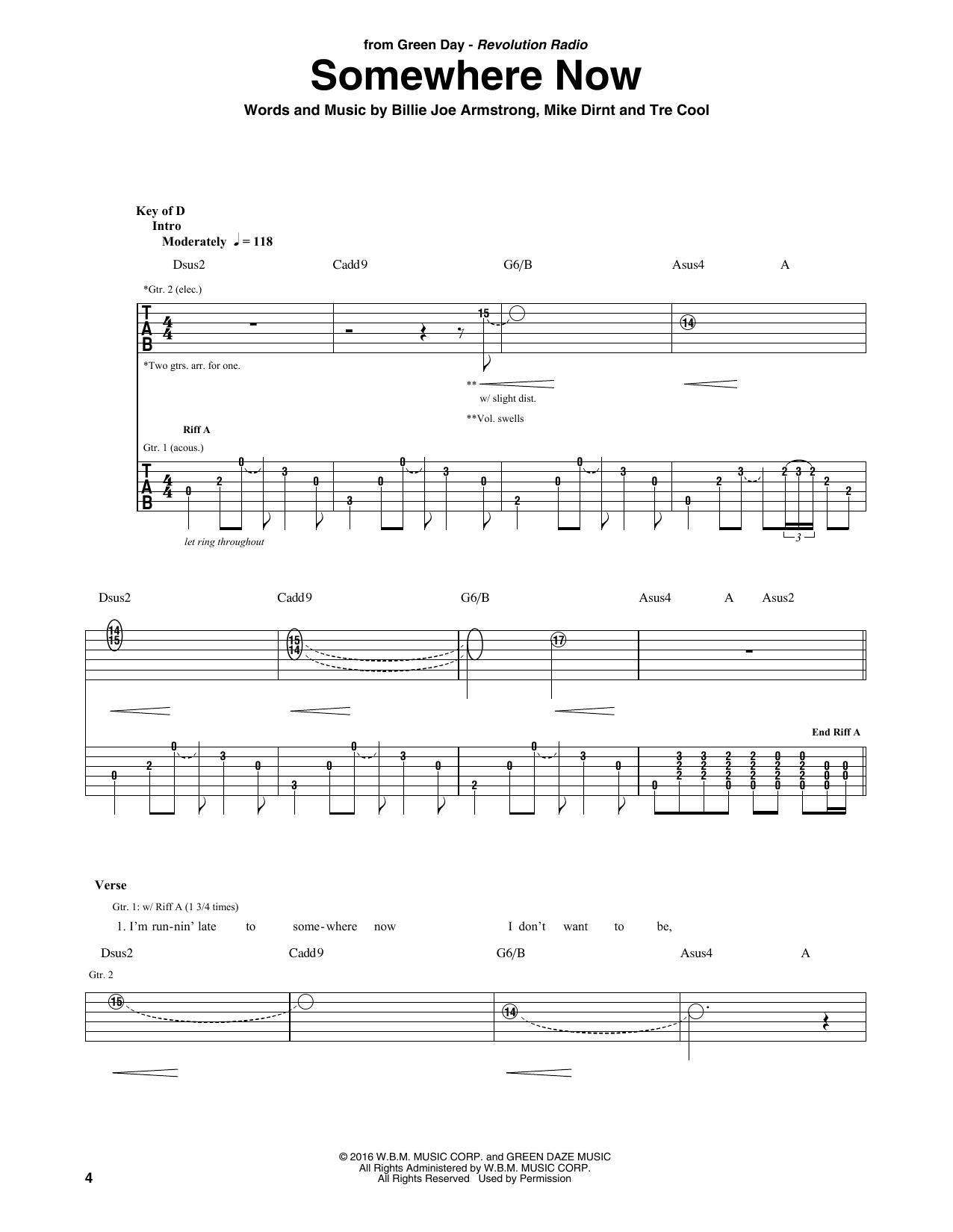 Green Day Somewhere Now Sheet Music Notes & Chords for Guitar Tab - Download or Print PDF Green Day Somewhere Now Sheet Music Notes & Chords for Guitar Tab - Download or Print PDF
