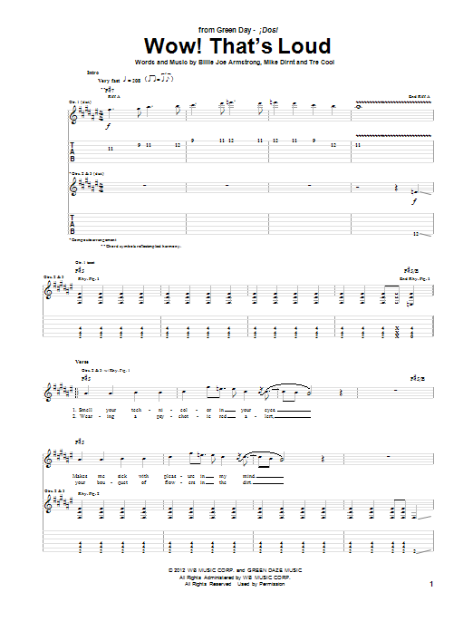 Green Day Wow! That's Loud Sheet Music Notes & Chords for Guitar Tab - Download or Print PDF