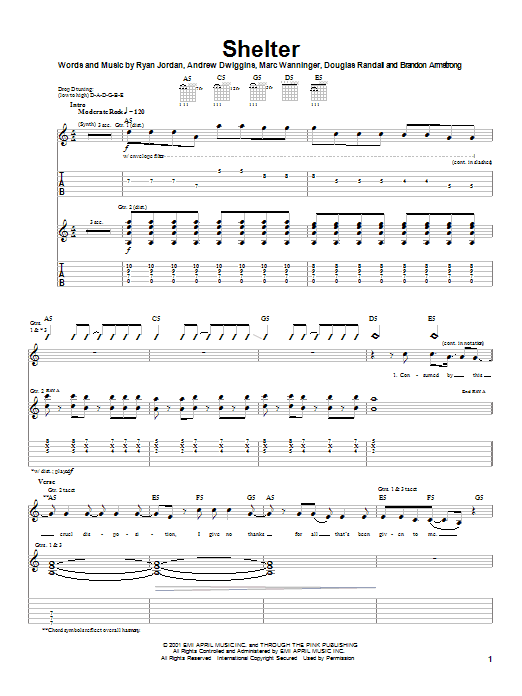 Greenwheel Shelter Sheet Music Notes & Chords for Guitar Tab - Download or Print PDF