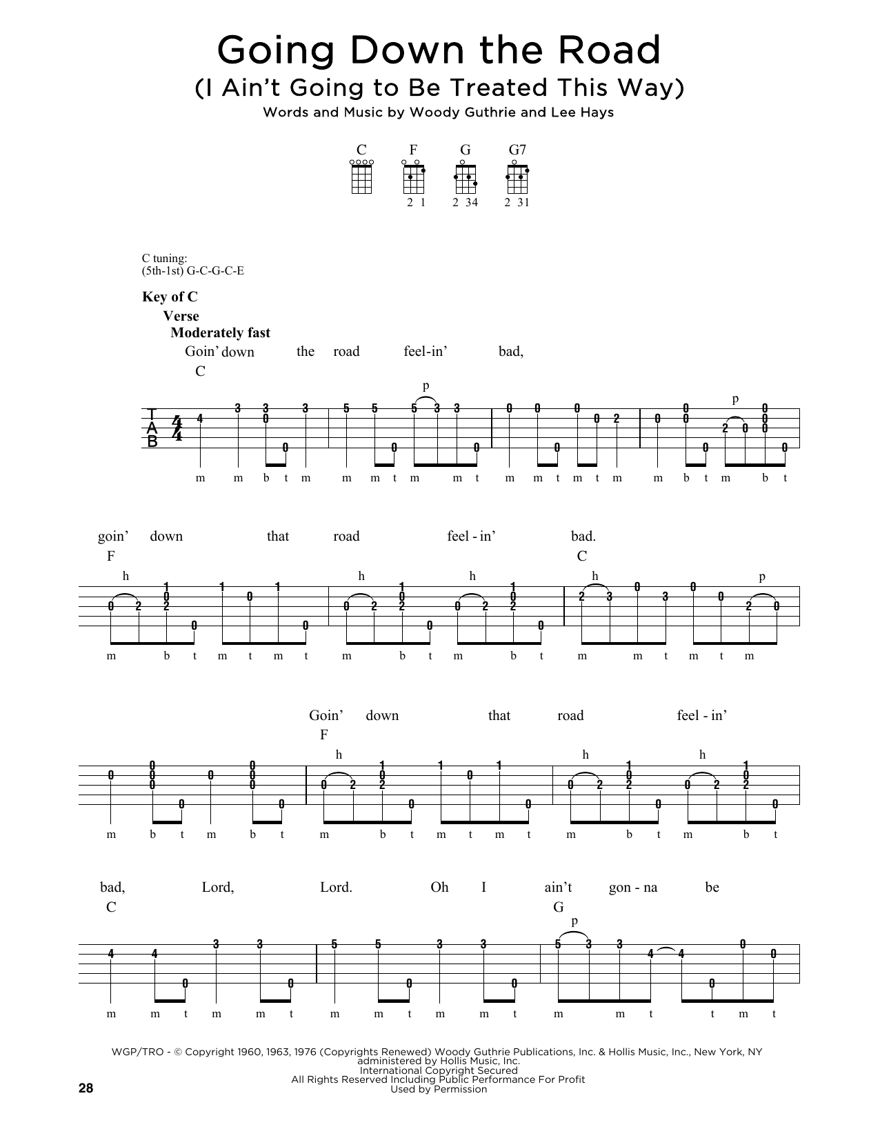 Greg Cahill Going Down The Road (I Ain't Going To Be Treated This Way) Sheet Music Notes & Chords for Banjo - Download or Print PDF