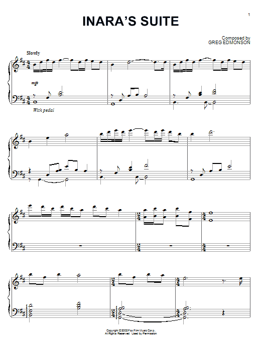 Greg Edmonson Inara's Suite Sheet Music Notes & Chords for Piano - Download or Print PDF