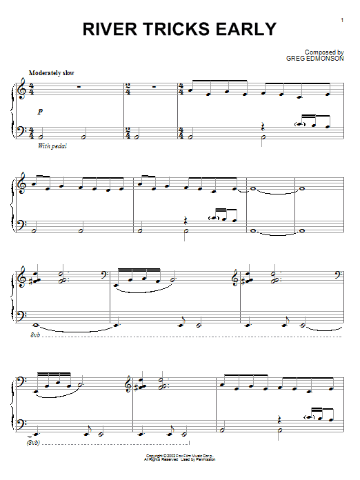 Greg Edmonson River Tricks Early Sheet Music Notes & Chords for Piano - Download or Print PDF