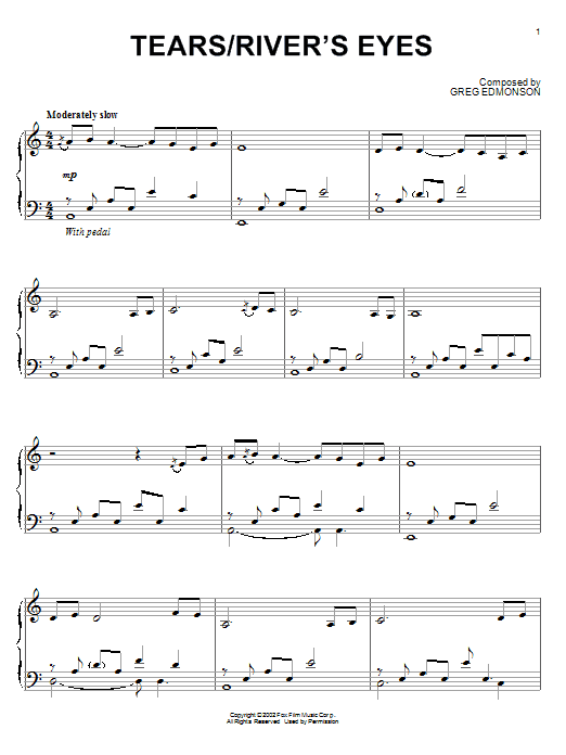 Greg Edmonson Tears/River's Eyes Sheet Music Notes & Chords for Piano - Download or Print PDF