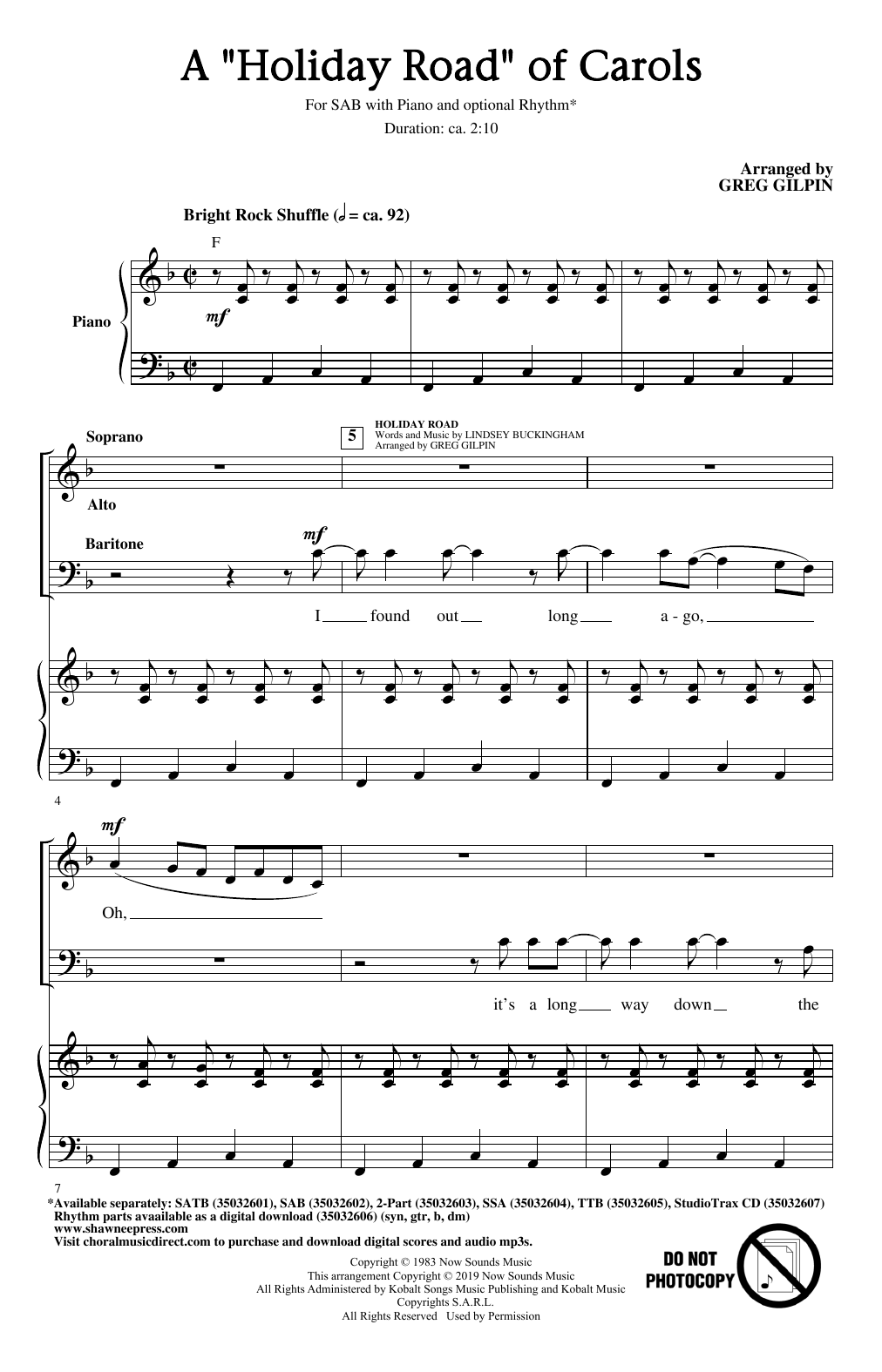 Greg Gilpin A Holiday Road Of Carols (arr. Greg Gilpin) Sheet Music Notes & Chords for SATB Choir - Download or Print PDF