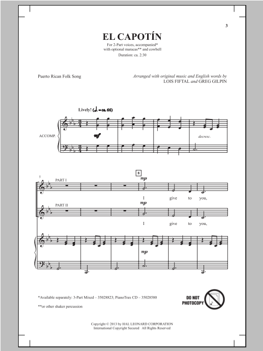 Greg Gilpin El Capotin Sheet Music Notes & Chords for 3-Part Mixed - Download or Print PDF