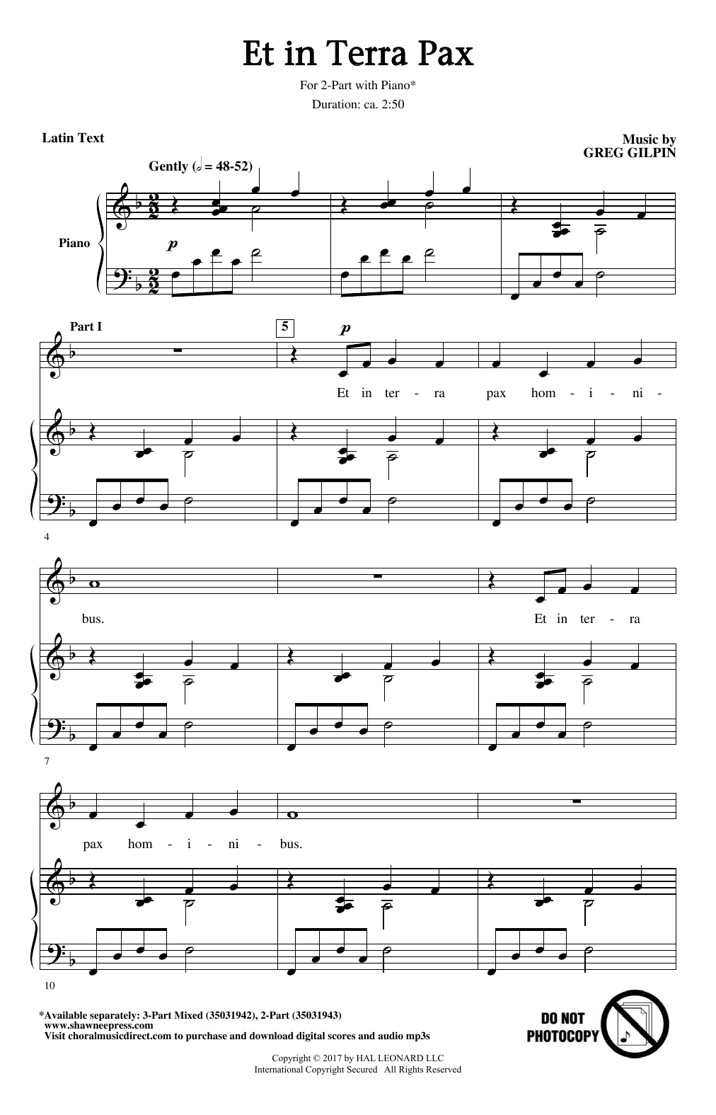Greg Gilpin Et In Terra Pax Sheet Music Notes & Chords for 3-Part Mixed - Download or Print PDF