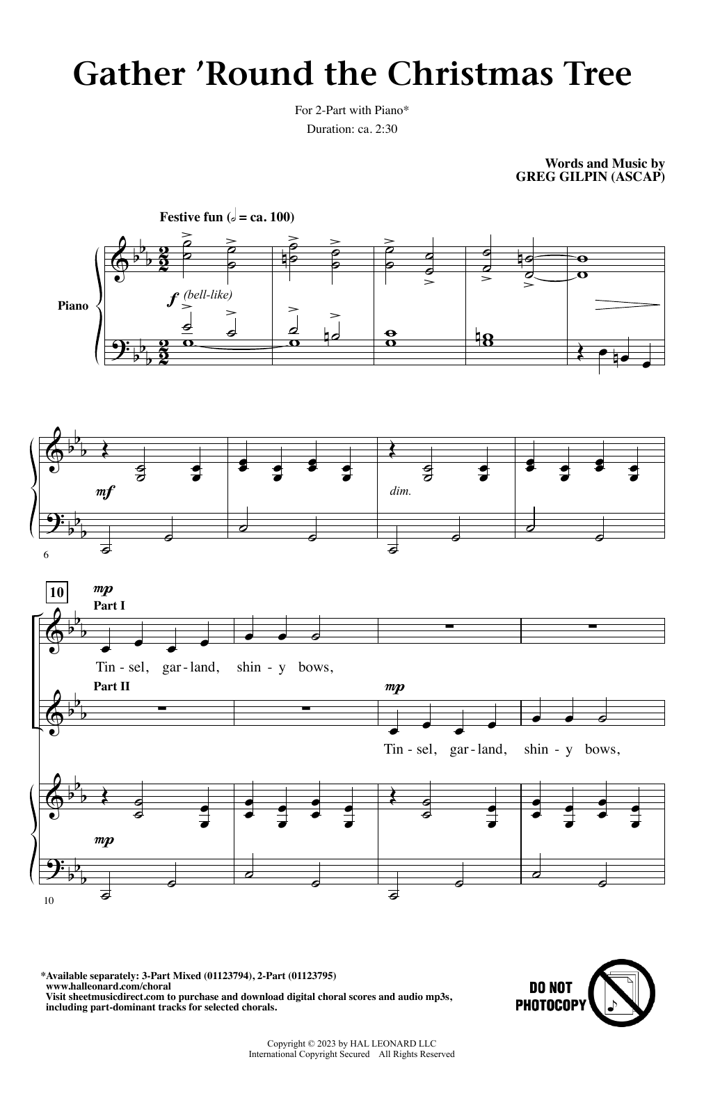 Greg Gilpin Gather 'Round The Christmas Tree Sheet Music Notes & Chords for 2-Part Choir - Download or Print PDF