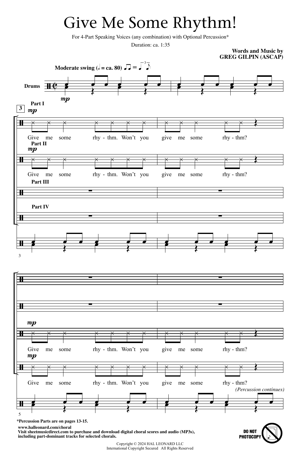 Greg Gilpin Give Me Some Rhythm! Sheet Music Notes & Chords for 4-Part Choir - Download or Print PDF